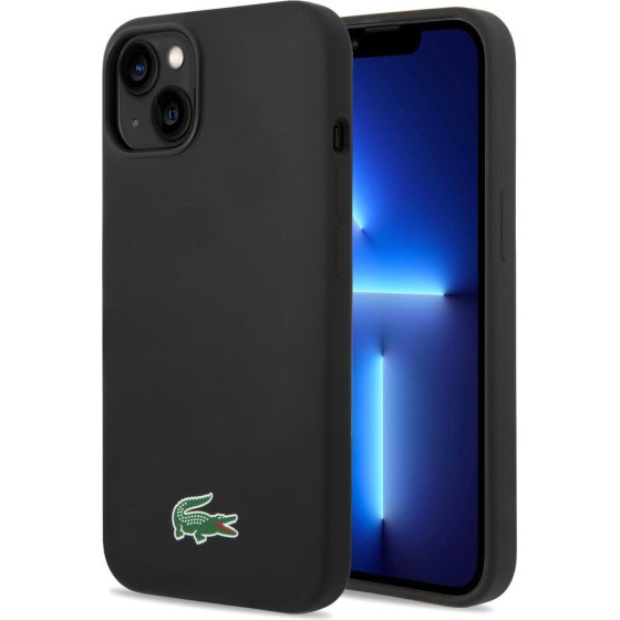 Lacoste Liquid Silicone Microfiber Croc Logo MagSafe Case for iPhone 13/14/15 Black - (LCHMP14SSLOK)