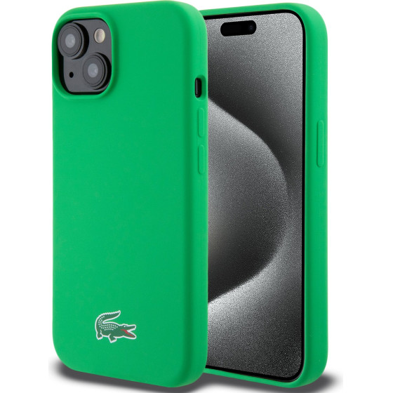 Lacoste Liquid Silicone Microfiber Croc Logo MagSafe Case for iPhone 15 Green - (LCHMP15SSLON)