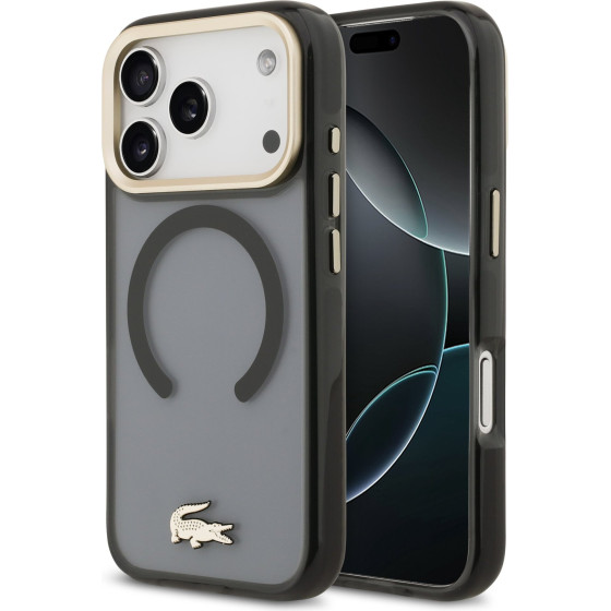 Lacoste PC/TPU Frosted Finish Gold Logo MagSafe Case for iPhone 17 Pro Black - (LCHMP17LUFWAK)