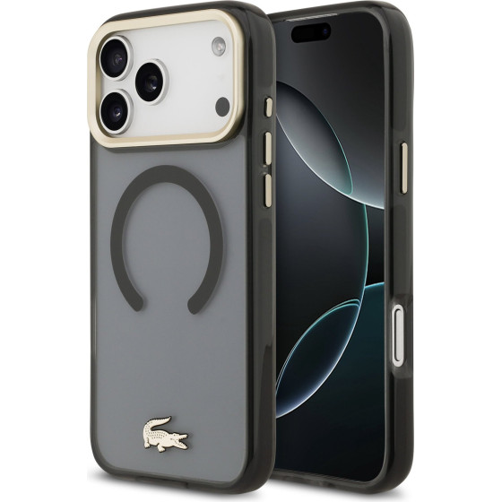 Lacoste PC/TPU Frosted Finish Gold Logo MagSafe Case for iPhone 17 Pro Max Black - (LCHMP17XUFWAK)