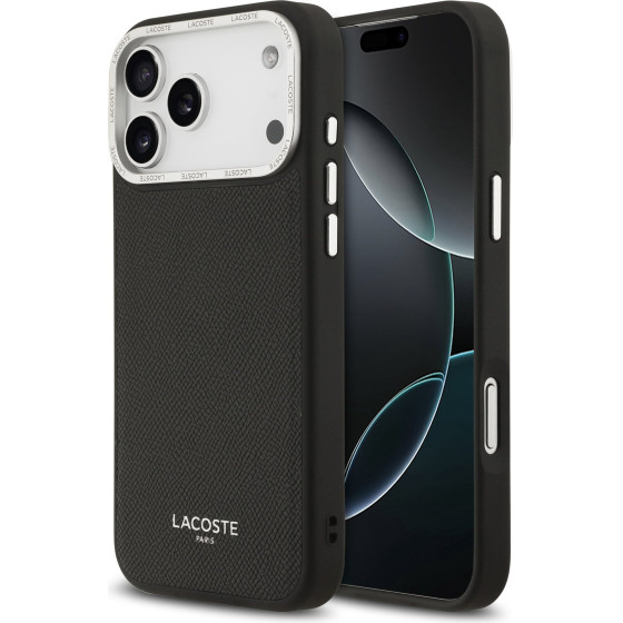 Lacoste PU Leather Champs Elysees MagSafe Case for iPhone 17 Pro Max Black - (LCHMP17XPCESK)