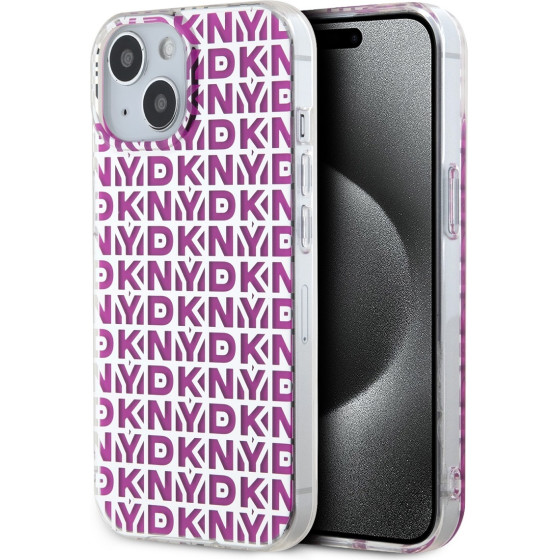 DKNY PC/TPU Repeat Pattern Case for iPhone 15 Pink - (DKHCP15SHOPECP)