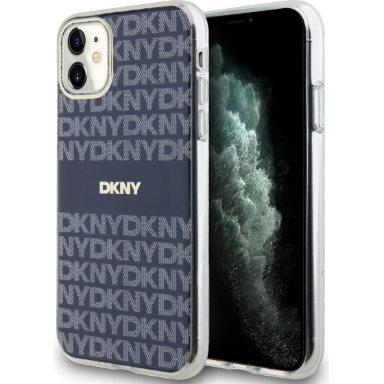 DKNY PC/TPU Repeat Pattern Tonal Stripe Magsafe Case for iPhone 11 Blue - (DKHMN61HRHSEB)
