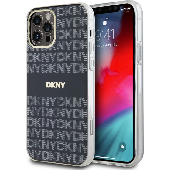 DKNY PC/TPU Repeat Pattern Tonal Stripe Magsafe Case for iPhone 12/12 Pro Black - (DKHMP12MHRHSEK)