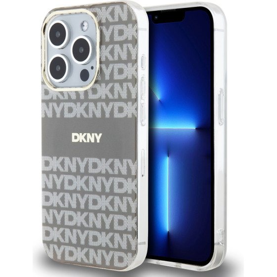 DKNY PC/TPU Repeat Pattern Tonal Stripe Magsafe Case for iPhone 14 Pro Beige - (DKHMP14LHRHSEE)