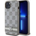 DKNY PU Leather Checkered Pattern and Stripe Case for iPhone 13 Beige - (DKHCP13MPCPTSSE)