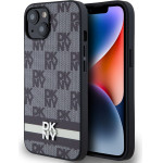 DKNY PU Leather Checkered Pattern and Stripe Case for iPhone 13 Black - (DKHCP13MPCPTSSK)