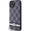 DKNY PU Leather Checkered Pattern and Stripe Case for iPhone 13 Black - (DKHCP13MPCPTSSK)