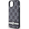 DKNY PU Leather Checkered Pattern and Stripe Case for iPhone 13 Black - (DKHCP13MPCPTSSK)