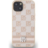 DKNY PU Leather Checkered Pattern and Stripe Case for iPhone 13 Pink - (DKHCP13MPCPTSSP)