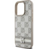 DKNY PU Leather Checkered Pattern and Stripe Case for iPhone 13 Pro Beige - (DKHCP13LPCPTSSE)