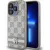 DKNY PU Leather Checkered Pattern and Stripe Case for iPhone 13 Pro Max Beige - (DKHCP13XPCPTSSE)