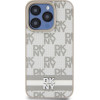 DKNY PU Leather Checkered Pattern and Stripe Case for iPhone 13 Pro Max Beige - (DKHCP13XPCPTSSE)
