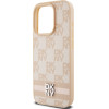 DKNY PU Leather Checkered Pattern and Stripe Case for iPhone 13 Pro Pink - (DKHCP13LPCPTSSP)