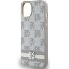 DKNY PU Leather Checkered Pattern and Stripe Case for iPhone 14 Beige - (DKHCP14SPCPTSSE)