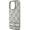 DKNY PU Leather Checkered Pattern and Stripe Case for iPhone 14 Pro Beige - (DKHCP14LPCPTSSE)