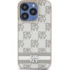 DKNY PU Leather Checkered Pattern and Stripe Case for iPhone 14 Pro Max Beige - (DKHCP14XPCPTSSE)