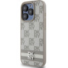 DKNY PU Leather Checkered Pattern and Stripe Case for iPhone 14 Pro Max Beige - (DKHCP14XPCPTSSE)