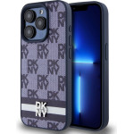 DKNY PU Leather Checkered Pattern and Stripe Case for iPhone 15 Pro Blue - (DKHCP15LPCPTSSB)