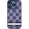 DKNY PU Leather Checkered Pattern and Stripe Case for iPhone 15 Pro Blue - (DKHCP15LPCPTSSB)