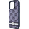 DKNY PU Leather Checkered Pattern and Stripe Case for iPhone 15 Pro Blue - (DKHCP15LPCPTSSB)