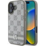 DKNY PU Leather Checkered Pattern and Stripe Case for iPhone 16 Beige - (DKHCP16SPCPTSSE)