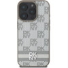 DKNY PU Leather Checkered Pattern and Stripe Case for iPhone 16 Pro Beige - (DKHCP16LPCPTSSE)
