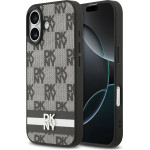 DKNY PU Leather Checkered Pattern and Stripe Case for iPhone 17 Black - (DKHCP17SPCPTSSK)