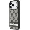 DKNY PU Leather Checkered Pattern and Stripe Case for iPhone 17 Pro Black - (DKHCP17LPCPTSSK)