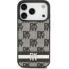 DKNY PU Leather Checkered Pattern and Stripe Case for iPhone 17 Pro Black - (DKHCP17LPCPTSSK)