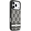 DKNY PU Leather Checkered Pattern and Stripe Case for iPhone 17 Pro Black - (DKHCP17LPCPTSSK)
