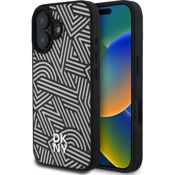 DKNY PU Leather Crosswalk Pattern Magsafe Case for iPhone 16 Ivory - (DKHMP16SPGCWPKE)