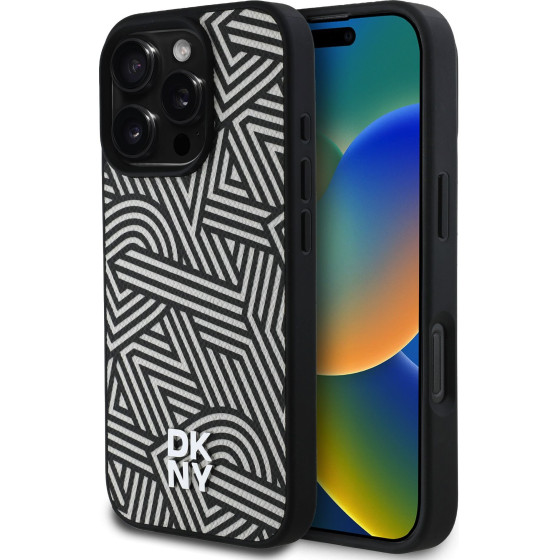 DKNY PU Leather Crosswalk Pattern Magsafe Case for iPhone 16 Pro Max Ivory - (DKHMP16XPGCWPKE)