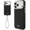 DKNY PU Leather Metal Logo Wrist Chain MagSafe Case for iPhone 17 Pro Max Black - (DKHMP17XPDHWSK)