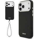 DKNY PU Leather Metal Logo Wrist Chain MagSafe Case for iPhone 17 Pro Max Black - (DKHMP17XPDHWSK)
