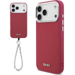 DKNY PU Leather Metal Logo Wrist Chain MagSafe Case for iPhone 17 Pro Max Pink - (DKHMP17XPDHWSP)