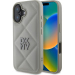 DKNY PU Leather Quilted Stack Logo Case for iPhone 16 Plus Grey - (DKHCP16MPQDSLG)