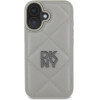 DKNY PU Leather Quilted Stack Logo Case for iPhone 16 Plus Grey - (DKHCP16MPQDSLG)
