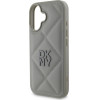 DKNY PU Leather Quilted Stack Logo Case for iPhone 16 Plus Grey - (DKHCP16MPQDSLG)