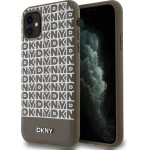 DKNY PU Leather Repeat Pattern Bottom Stripe MagSafe Case for iPhone 11 Brown - (DKHMN61PSOSPW)
