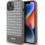 DKNY PU Leather Repeat Pattern Bottom Stripe MagSafe Case for iPhone 13 Brown - (DKHMP13MPSOSPW)