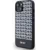 DKNY PU Leather Repeat Pattern Bottom Stripe MagSafe Case for iPhone 14 Black - (DKHMP14SPSOSPK)