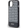 DKNY PU Leather Repeat Pattern Bottom Stripe MagSafe Case for iPhone 14 Black - (DKHMP14SPSOSPK)