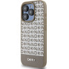 DKNY PU Leather Repeat Pattern Bottom Stripe MagSafe Case for iPhone 14 Pro Brown - (DKHMP14LPSOSPW)
