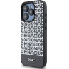 DKNY PU Leather Repeat Pattern Bottom Stripe MagSafe Case for iPhone 14 Pro Max Black - (DKHMP14XPSOSPK)