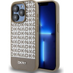 DKNY PU Leather Repeat Pattern Bottom Stripe MagSafe Case for iPhone 14 Pro Max Brown - (DKHMP14XPSOSPW)