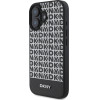DKNY PU Leather Repeat Pattern Bottom Stripe MagSafe Case for iPhone 16 Plus Black - (DKHMP16MPSOSPK)