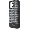 DKNY PU Leather Repeat Pattern Bottom Stripe MagSafe Case for iPhone 16 Plus Black - (DKHMP16MPSOSPK)
