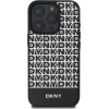 DKNY PU Leather Repeat Pattern Bottom Stripe MagSafe Case for iPhone 16 Pro Black - (DKHMP16LPSOSPK)
