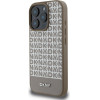 DKNY PU Leather Repeat Pattern Bottom Stripe MagSafe Case for iPhone 16 Pro Brown - (DKHMP16LPSOSPW)